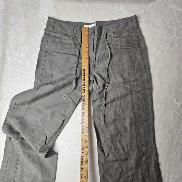 Sandro Linen Cropped Pants Light Olive Gray Women’s 10 Ten - Picture 7 of 11